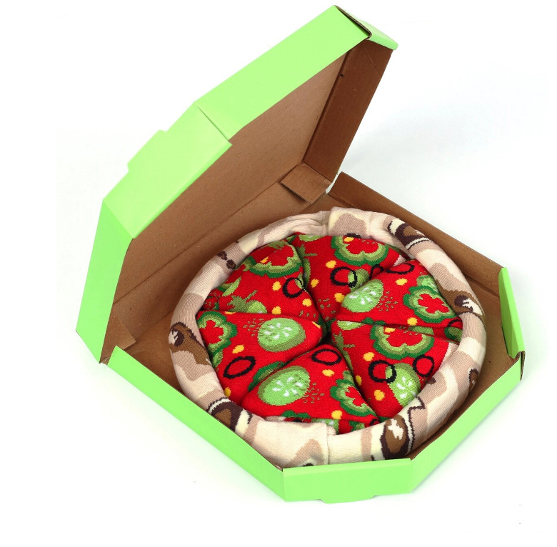 1200 Pairs Pizza Scoks Personalized Funny Food Crew Socks Comfortable Cotton Socks 4 Pairs / Boxed